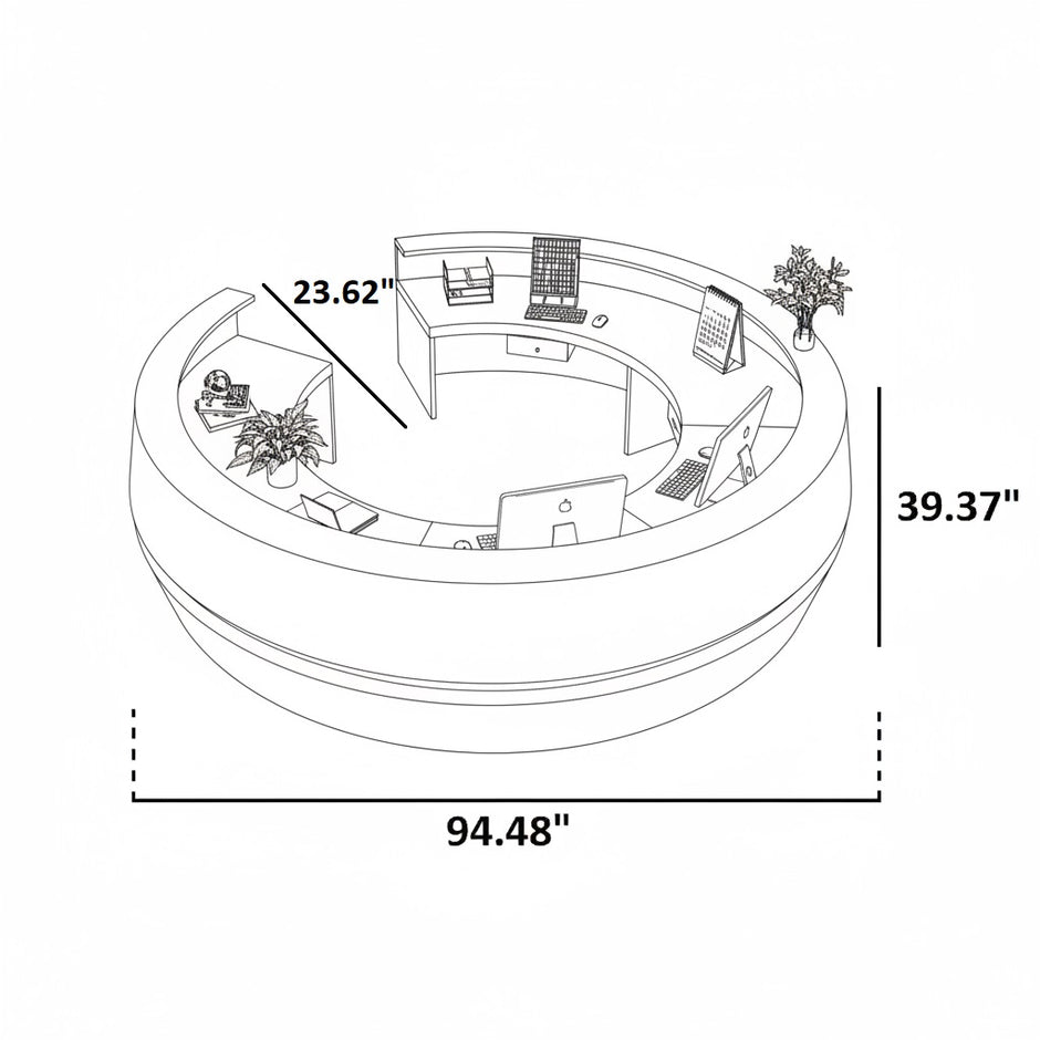 Round Wooden Modern Reception Desk With LED