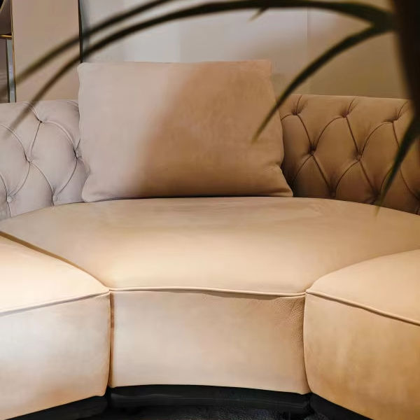 Large L-Shape Leather Fabric Sectional Sofa / Ruchi