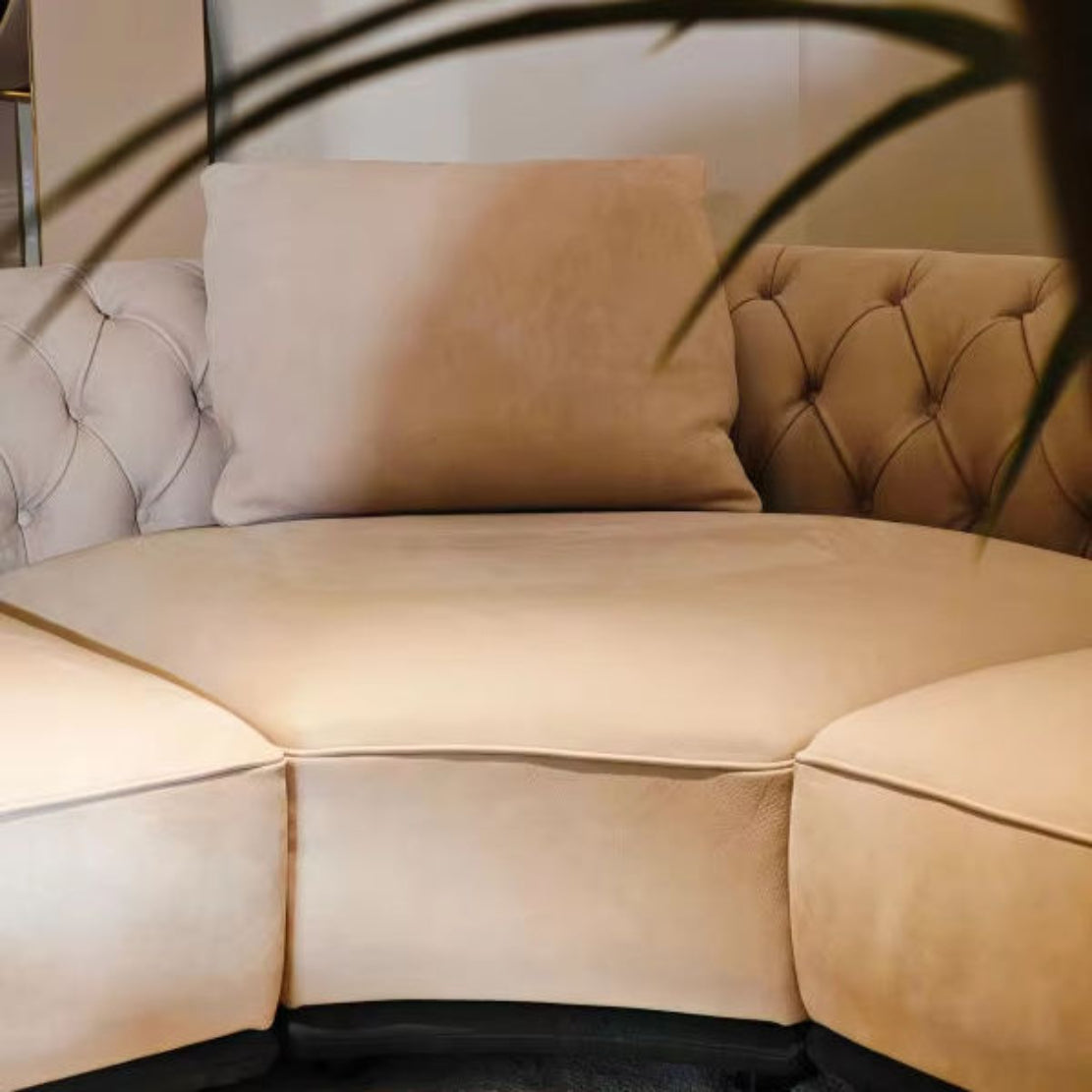 Large L-Shape Leather Fabric Sectional Sofa / Ruchi