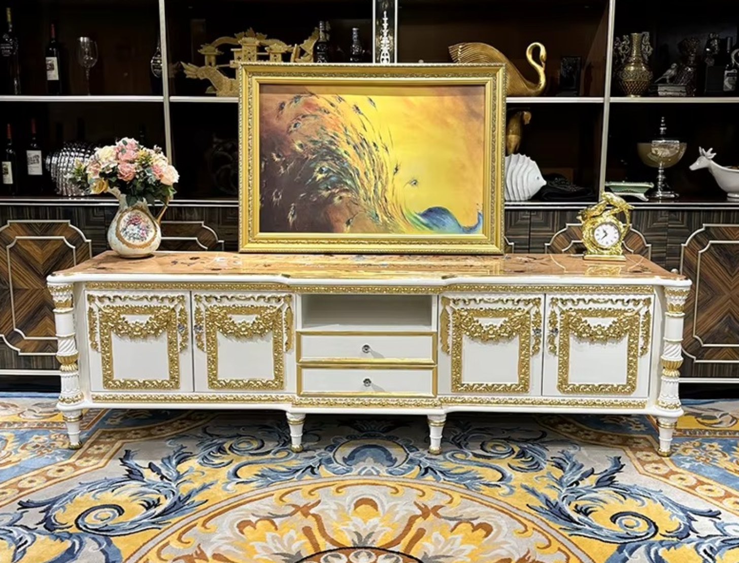 European Wooden TV Stand Cabinet With Storage / Ruchi