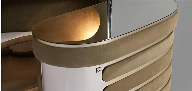 Luxurious Velvet Bar Cabinet And Counter With LED / Ruchi