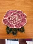 Pink Rose Floral Beaded Coaster Set of 2 / Ruchi
