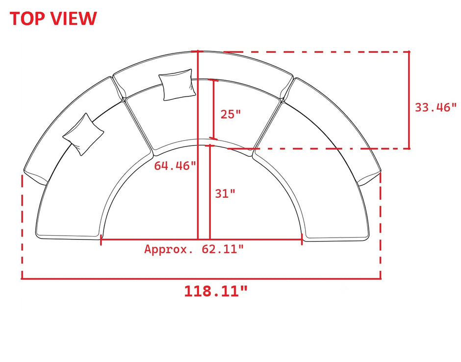 Semi Circular Sectional Leather Sofa