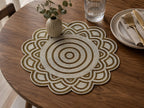 White & Gold Beaded Mandala Placemat Set of 2 / Ruchi