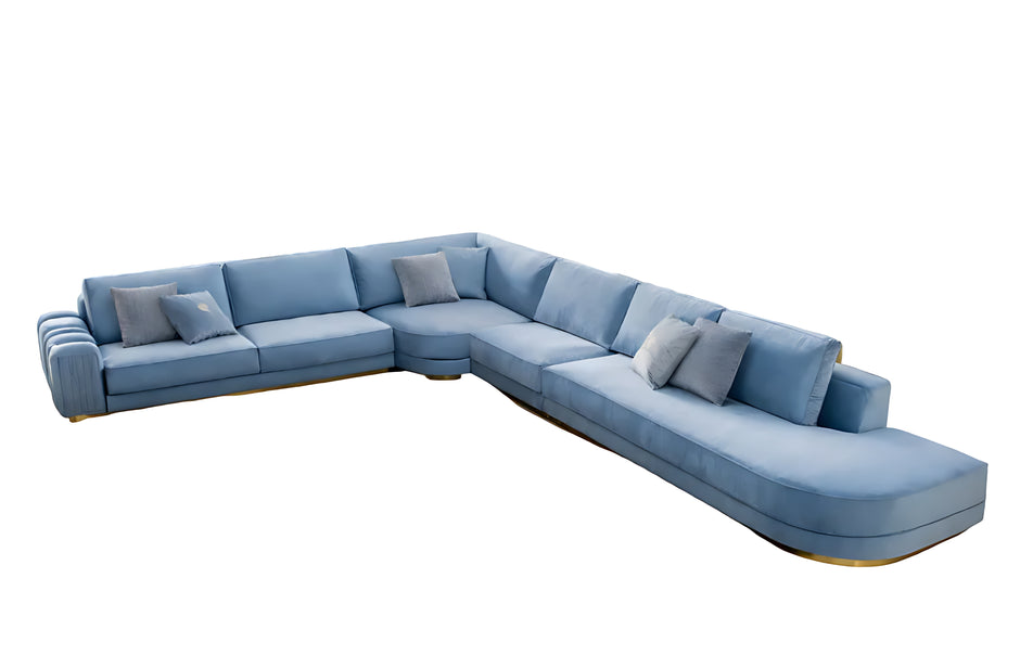 Modular Velvet L-Shaped Sectional Sofa