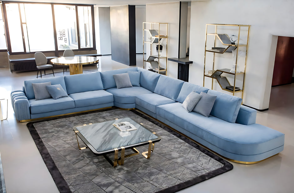 Modular Velvet L-Shaped Sectional Sofa / Ruchi
