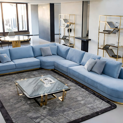 Modular Velvet L-Shaped Sectional Sofa / Ruchi