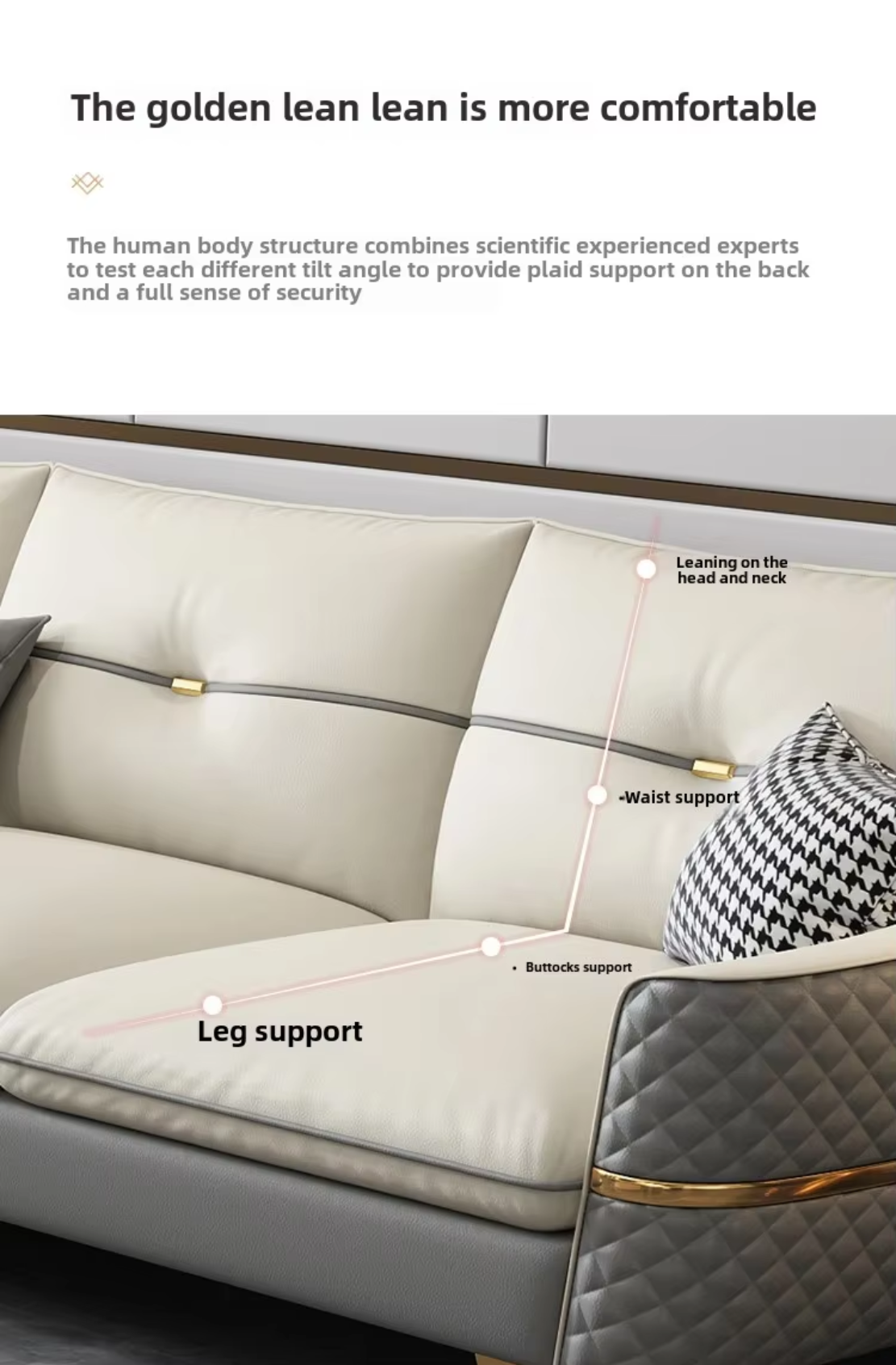 Elegant 4 Seater Leather Sofa / Ruchi