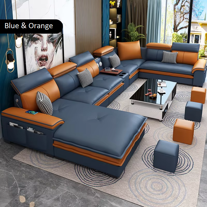 Relaxing U-Shaped Leather Sectional Sofa