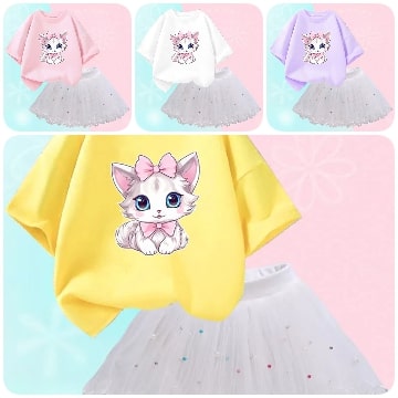 Luxury Printed With Ivory Colored Skirt Children's Dress / Ruchi
