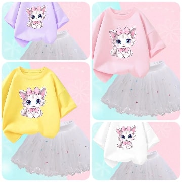 Luxury Printed With Ivory Colored Skirt Children's Dress / Ruchi