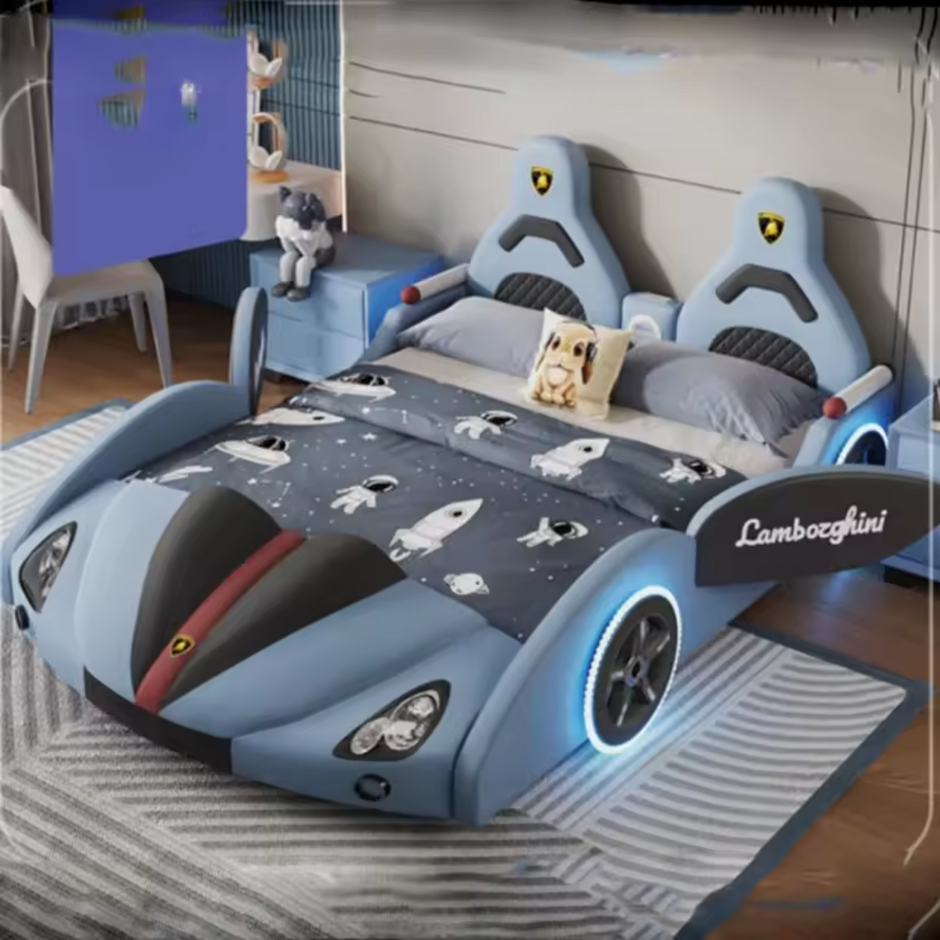 Car Theme Childrens LED Leather Bed / Ruchi