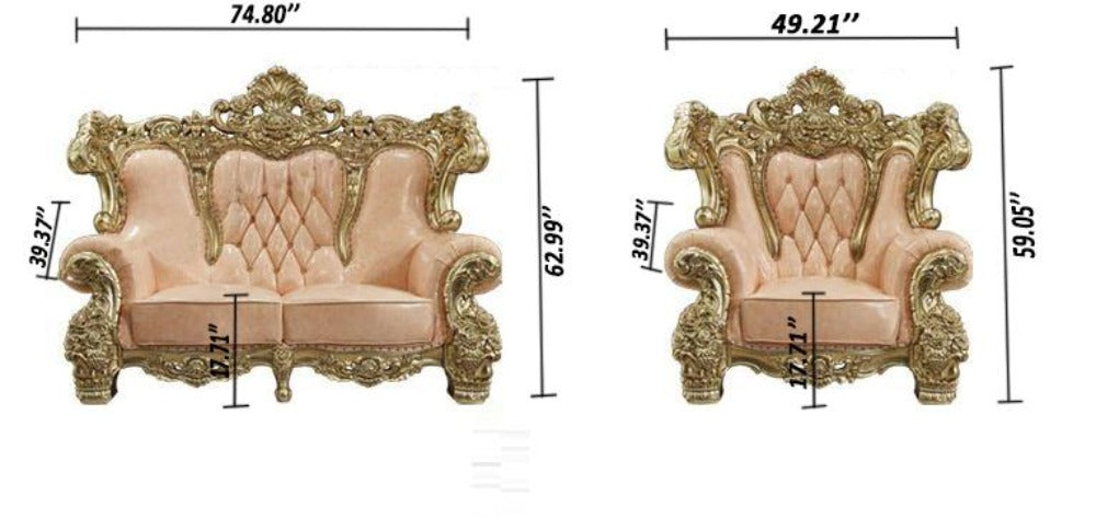 European Design Enchanting Button-Tufted Leather Sofa Set / Ruchi