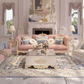 Europian Button-tuffted Fabric Sofa Set