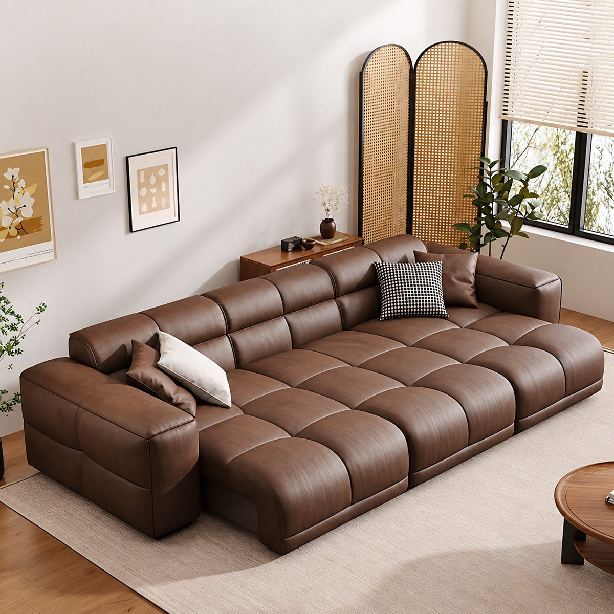 Remote Controlled Power Extendable Leather Sofa Bed / Ruchi