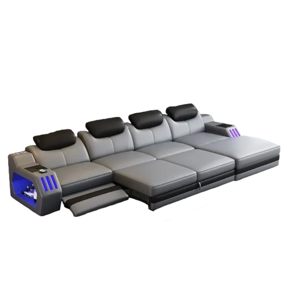 Power Recliner Leather LED Sofa Bed / Ruchi