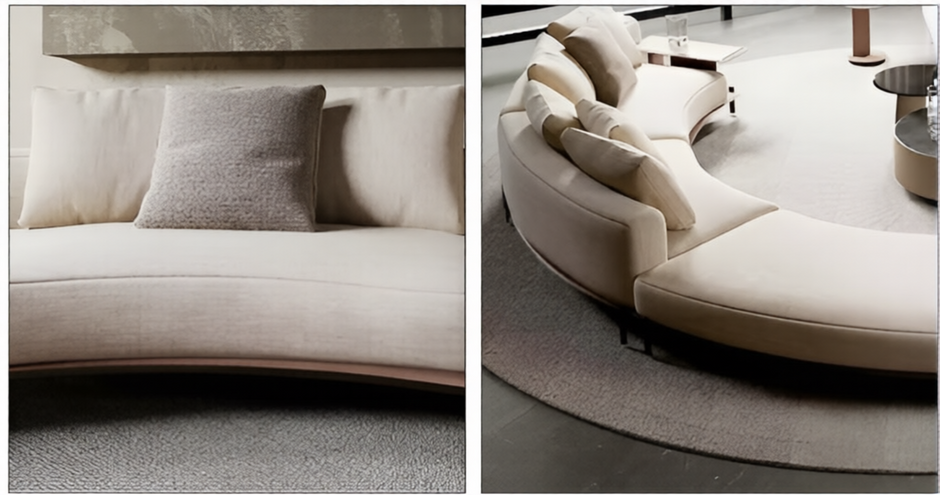 2 Piece Linen Fabric Curved Sectional Sofa / Ruchi