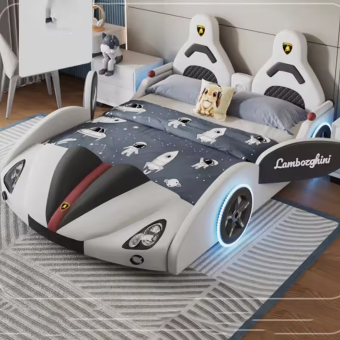 Car Theme Childrens LED Leather Bed / Ruchi