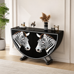 Painted Zebra Wooden Buffet Table With Storage / Ruchi
