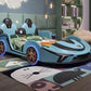 LED Car Leather Kids Bed With Storage / Ruchi