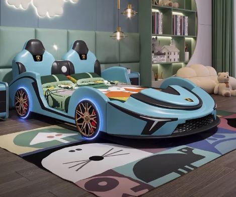 LED Car Leather Kids Bed With Storage / Ruchi