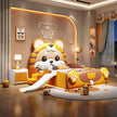 Tiger Design LED Leather Kids Bed / Ruchi