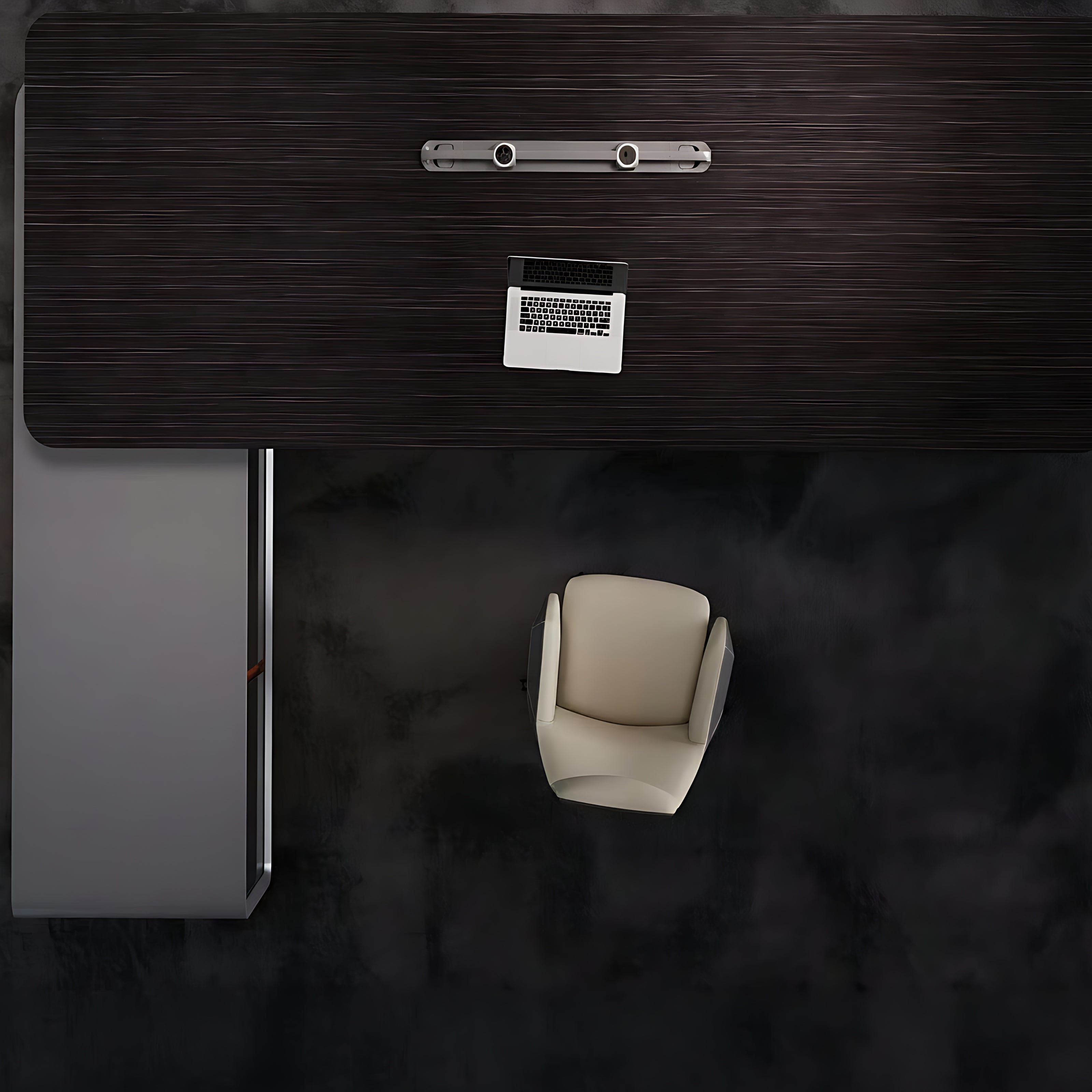 Luxury L-Shaped Wooden Office Desk With LED
