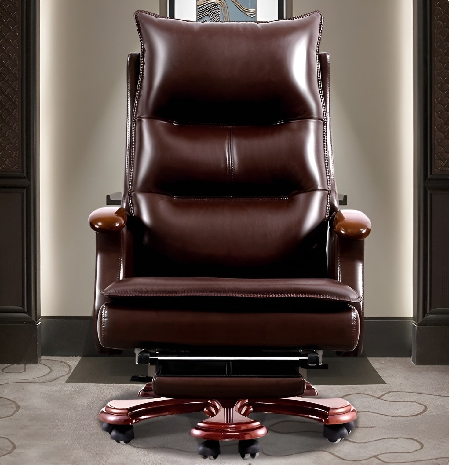 Modern Reclining Leather Office Chair With Footrest / Ruchi