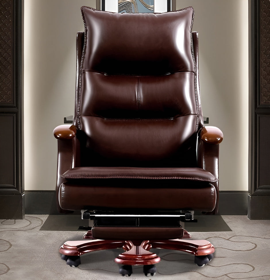 Modern Reclining Leather Office Chair With Footrest / Ruchi