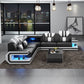 Power Reclining LED Leather Sectional Sofa