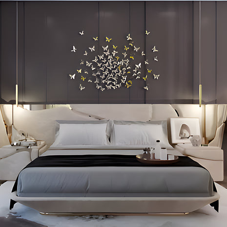 Golden Metallic Veins Design Velvet Bed / Ruchi
