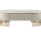 Modern Marble Coffee Table With Leather Upholstery / Ruchi