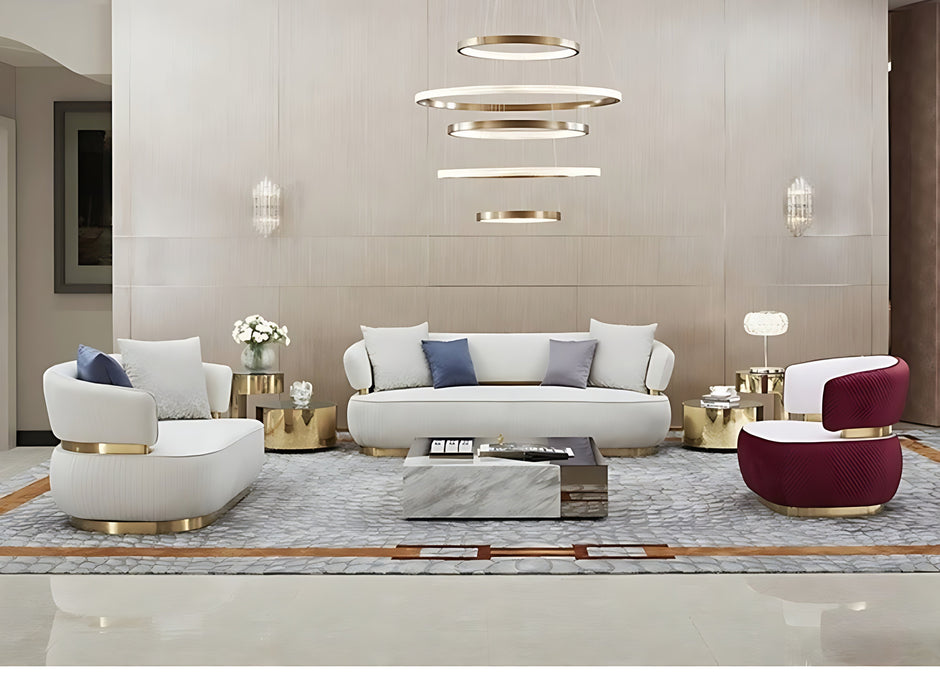 Modern 3-Piece Fabric Sofa Set