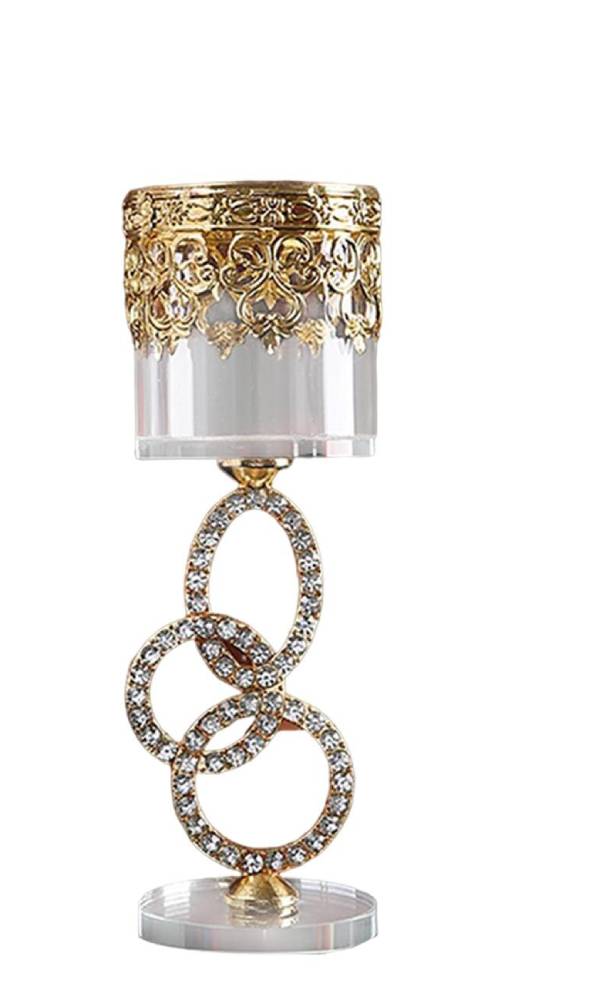 Antiquated Multi Ring Design Glass Crystal Candle Holder / Ruchi