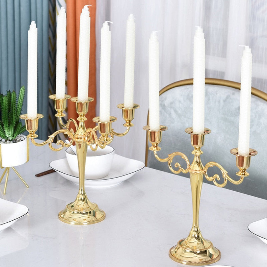 Vintage Metal Candle Holder Pillar / Ruchi