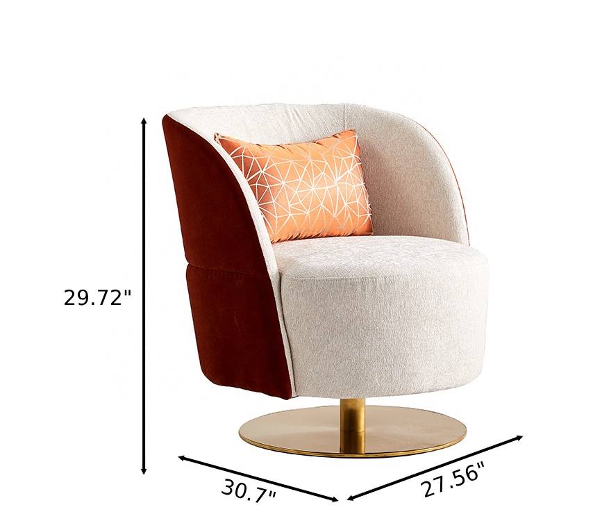 Swivel Design Metal Base Fabric Sofa Chair / Ruchi