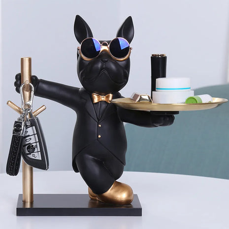 Bulldog Resin Statue With Metal Tray / Ruchi