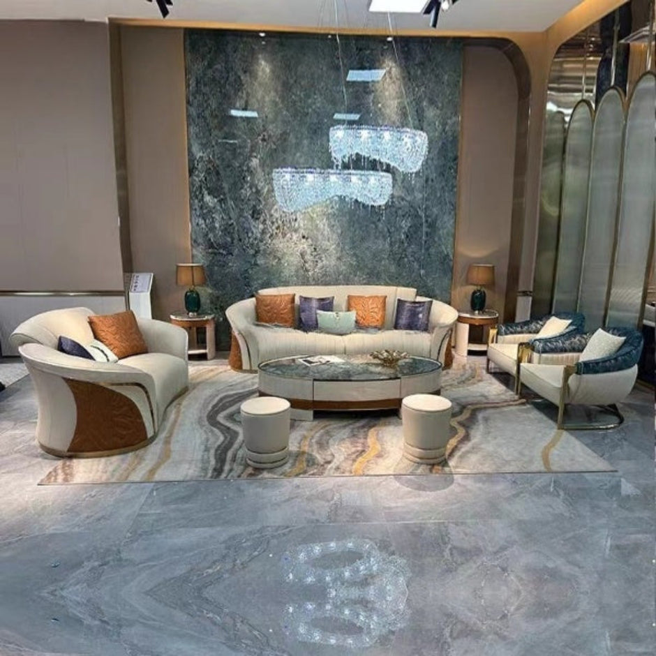 Italian Velvet Fabric Sofa Set
