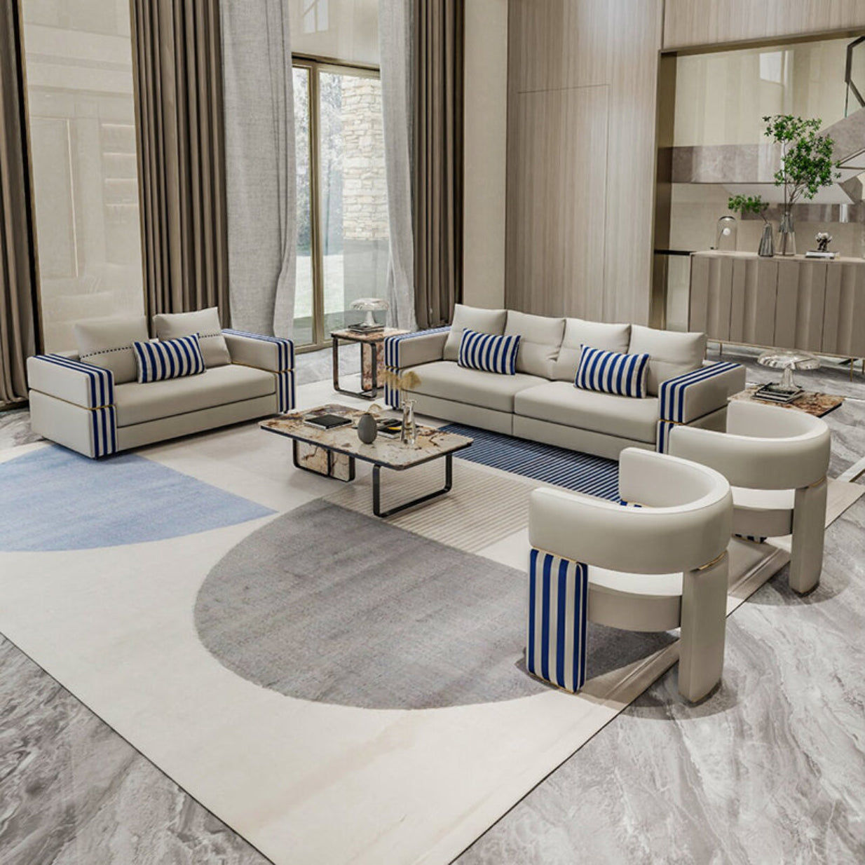 Modern Leather Living Room Sofa Set / Ruchi