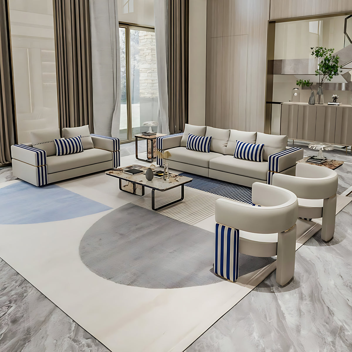 Modern Leather Living Room Sofa Set