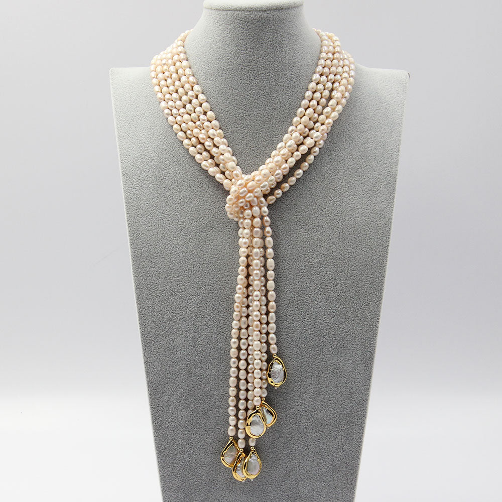 Lariat Pearl Necklace For Women / Ruchi