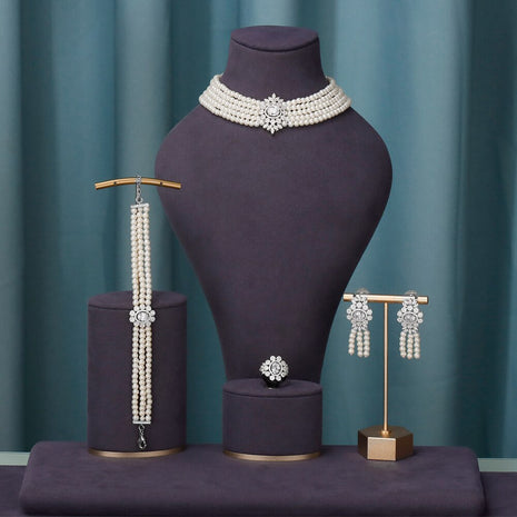 Pearl Choker Necklace Set For Wedding / Ruchi