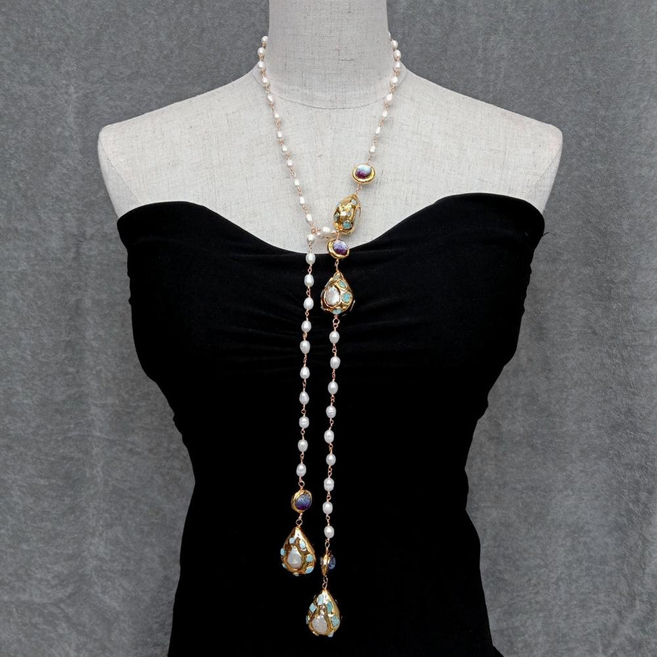 Rosary Style Beaded Pearl Necklace / Ruchi