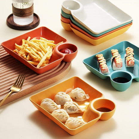 Designer Serving Tray For Snacks With Sauce Holder / Ruchi