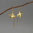 Magnolia Flower Design Metal Drop Earrings / Ruchi