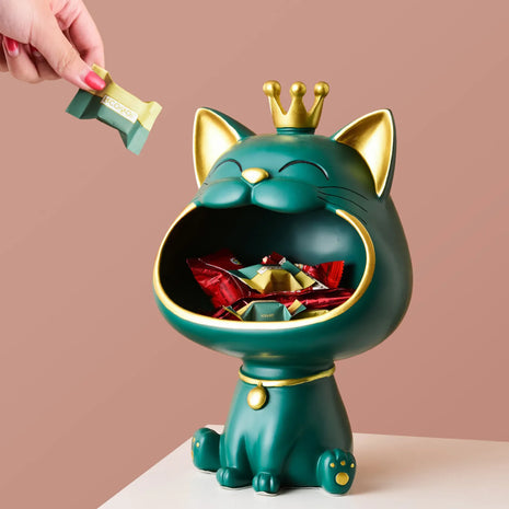 Endearing Laughing Cat Resin Statue / Ruchi