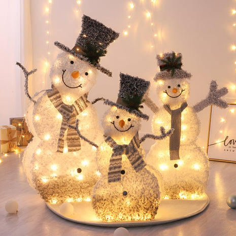 Christmas Snowman Metal Decorations With LED
