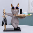Bulldog Resin Statue With Metal Tray / Ruchi