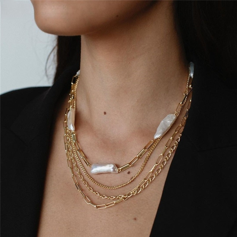 Brass Baroque Pearl Choker Necklace / Ruchi