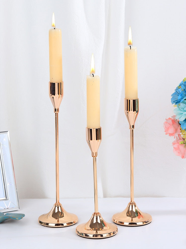 3 Pieces Trumpet Cup Shaped Metal Candle Holder / Ruchi